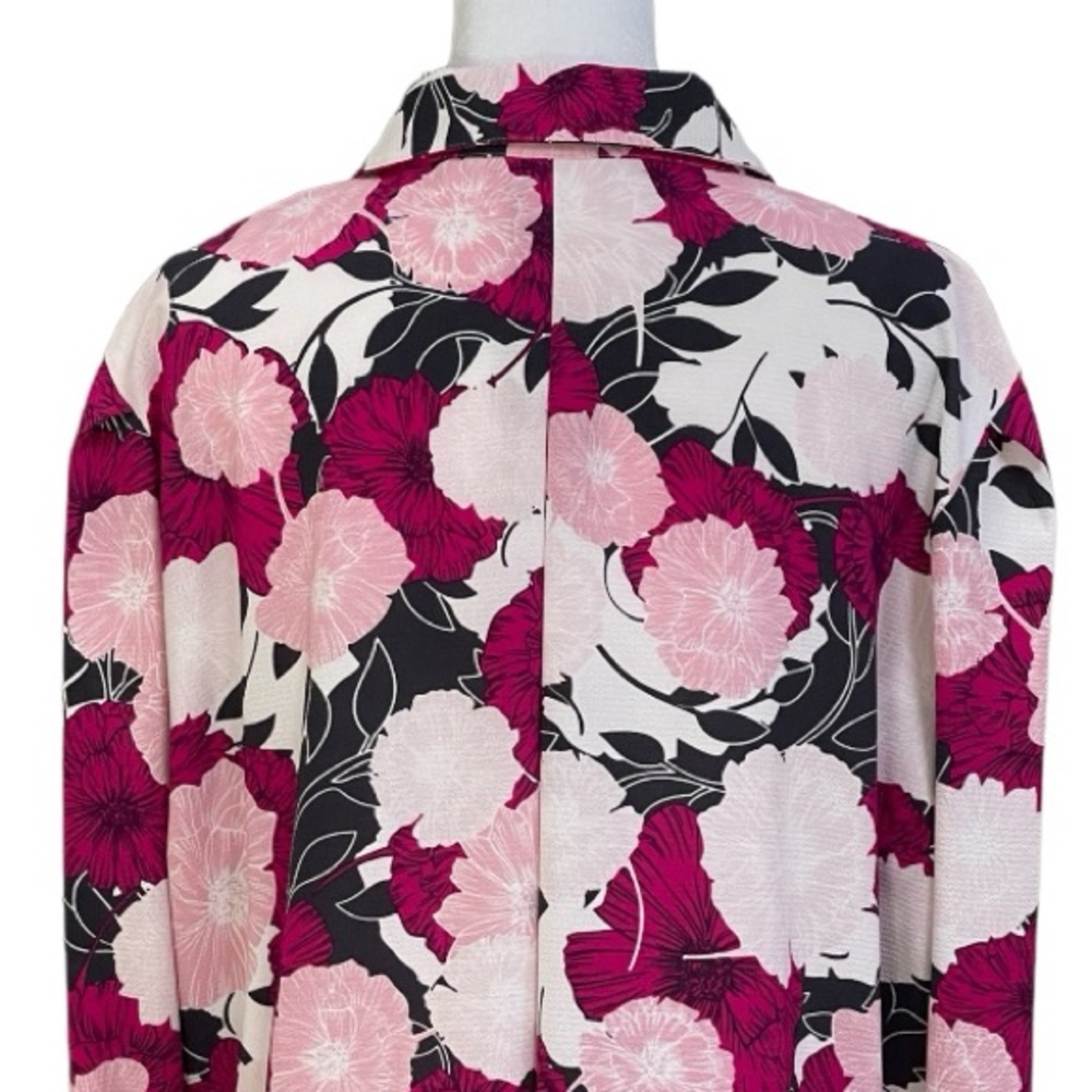 Jones New York Pink Hot Pink Black Floral Button Front Blouse Sz XL Pockets - Picture 10 of 16